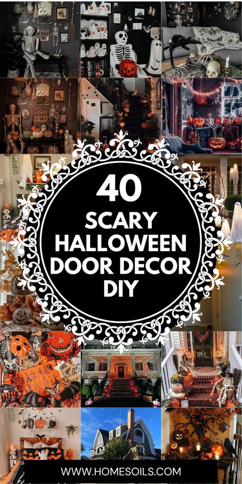 Halloween Door Decorations Diy, Diy Halloween Decorations Scary, Scary Halloween Door Decorations, Diy Scary Halloween Decorations, Diy Halloween Decorations For Inside, Creepy Door, Scary Door, Diy Halloween Door Decorations, Scary Halloween Wreath