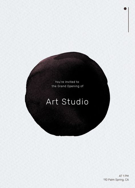 You are invited to the grand opening of Art Studio invitation card template vector | premium image by rawpixel.com / Mind Photo Studio Opening Invitation Card, Studio Opening Invitation, Opening Invitation Card Design, Template Black And White, Opening Invitation, Grand Opening Invitations, Circle Circle, Template Black, Palm Spring