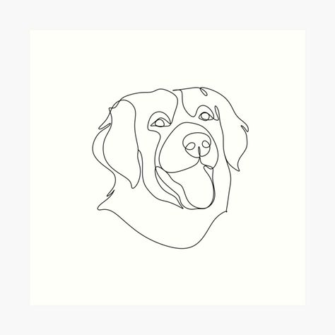 Dog Line Art Tattoo Golden Retriever, One Line Golden Retriever, Golden Retriever Line Tattoo, Golden Retriever Line Drawing, Golden Retriever Line Art, Golden Retriever Tattoo Minimalist, Golden Retriever Outline, Golden Retriever Tattoo, Golden Retriever Drawing