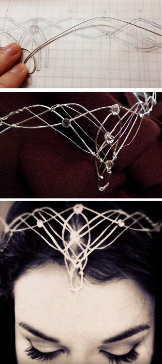 DIY Elvish Crown Tutorial from Rachel Ann Poling. This is a 2... How To Make A Tiara Diy, Elvish Crown, Diy Crowns, Tiara Diy, Making Cosplay, Crown Tutorial, Wire Accessories, Cosplay Crown, Obličejové Masky