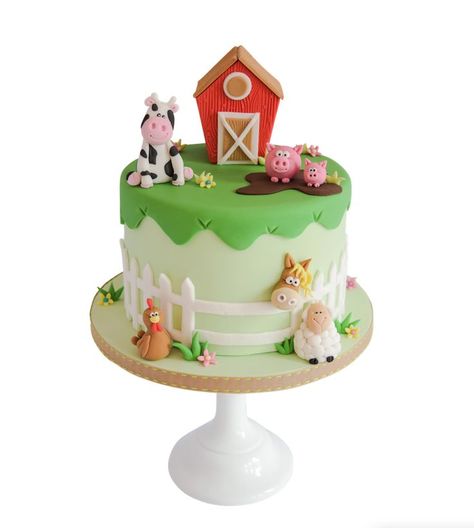 farmyard cake tutorial cake masters magazine Farm Birthday Cakes, Farm Animal Cakes, Animal Birthday Cakes, Farm Animals Birthday Party, Cake Show, Horse Cake, Farm Cake, 3rd Birthday Cakes, 2 Birthday Cake