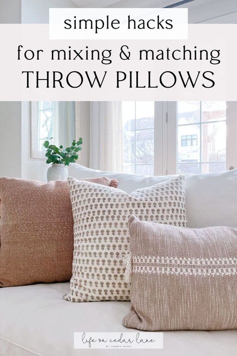 Transform your couch into a cozy oasis with our curated selection of throw pillow combinations. From neutral hues to stunning grey couch color schemes, find the perfect accents for your living room. White Couch Pillows, Couch Pillow Arrangement, Mix And Match Throw Pillows, Life On Cedar Lane, Trendy Sofa, Light Gray Couch, Pillow Combinations, Throw Pillow Combinations, Light Gray Sofas