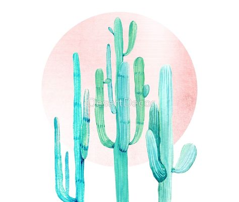 Pretty Cactus Rosegold Pink and Turquoise Desert Cacti Southwest Decor Bedroom Makeover Boho, Rose Gold Boho, Beach Sunset Painting, Magick Art, Gold Sunset, Rose Gold Painting, Three Amigos, Gold Art Print, Turquoise Art