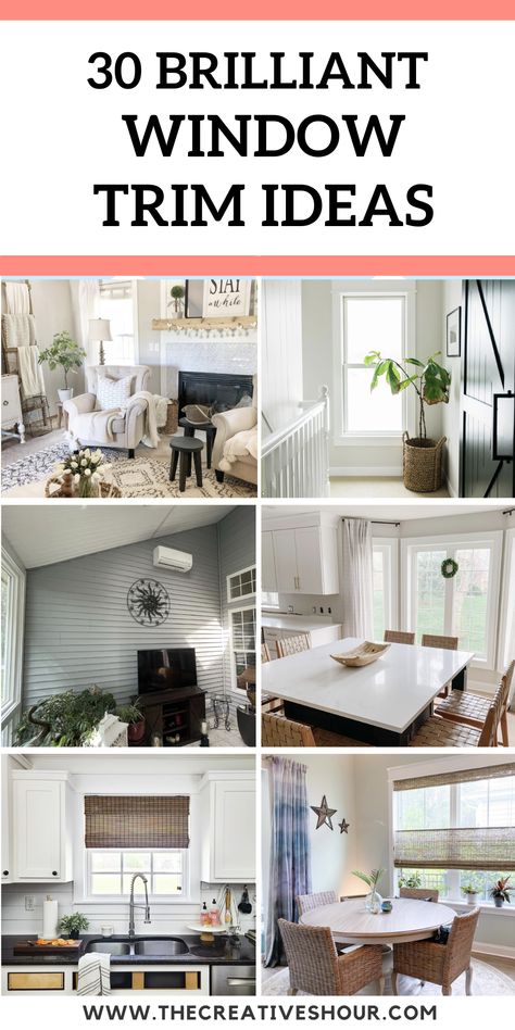 30 Modern Window Trim Ideas To Transform Your Home Trimming Out Windows Interior, Modern Window Trim Ideas, Interior Window Trim Ideas, Window Casing Ideas, Window Trim Ideas Interior, Modern Window Trim, Wood Window Trim, Craftsman Style Interior, Farmhouse Window Trim