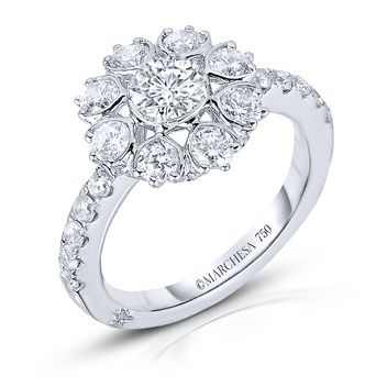 Marchesa engagement ring Classic Diamond Engagement Ring, Unique Engagement Ring Settings, Buying An Engagement Ring, Ring Settings, Unique Diamond Rings, Gorgeous Engagement Ring, Diamond Jewelry Designs, Rings Engagement, Engagement Bands