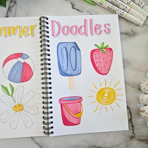 New video on YouTube. This feels like the perfect weekend to learn how to draw these fun and easy summer doodles. These would look so cute in your planners, greeting cards and journal spreads. #summerdoodles #easyart #doodletutorial #easydrawings #mildliners #plannercommunity #journalingcommunity #bujocommunity #funart #youtubeartist #coloringforadults #learntodraw #plannernerd #creative #summerart #doodleart #doodles #highlighterart #beachball #lemonade #popsicles #plannerbabe #bujo #strawb... Watermelon Bujo Theme, Summer Bullet Journal Ideas, July Doodles Bullet Journal, June Doodles Bullet Journal, Summer Doodles, Lemonade Popsicles, Strawberry Drawing, Mildliner Highlighters, Youtube Artists