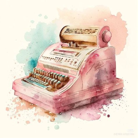 Paper Background Design, Deco Rose, Watercolor Paintings Tutorials, Decoupage Paper, Vintage Printables, الرسومات اللطيفة, Vintage Cards, Typewriter, Vintage Paper