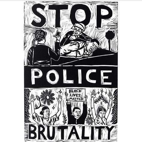 #linocut #print by @lilmirage / "STOP POLICE BRUTALITY" #blacklivesmatter view more and download at www.artistsagainstpoliceviolence.com / #art4change #ferguson #icantbreathe Black Lives Matter Poster, Activist Art, Black Lives Matter Art, Protest Posters, Protest Art, Arte Punk, Art Appliqué, Fantasy Magic, Black Lives Matter Movement