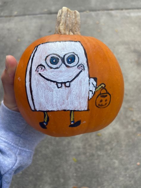 Pumpkin painting, SpongeBob, Halloween Doodlebob Pumpkin, Sponge Bob Pumpkin, Spongebob Pumpkin, Painting Spongebob, Halloween Pumpkin Painting, Spooky Basket, Halloween Pumpkins Painted, Sponge Bob, Pumpkin Painting