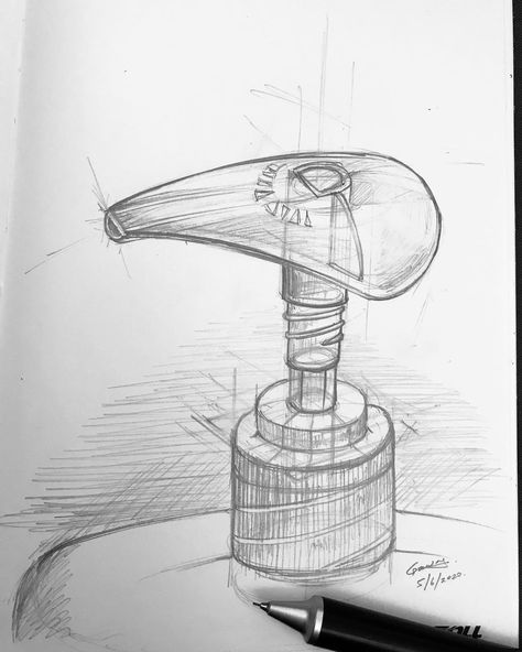 Soap Dispenser pump pencil sketch.. Bathroom Objects Drawing, Soap Sketch, Soap Dispenser Design, Dispenser Design, Product Sketch, Bottle Drawing, Isometric Drawing, Design Composition, Automatic Soap Dispenser