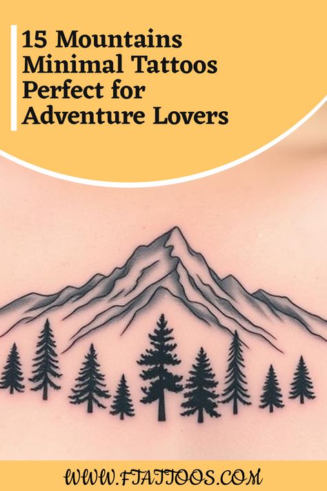 Mountains inspire adventure, and these 15 minimalist tattoo ideas will ignite your wanderlust—discover which design speaks to your adventurous spirit. Mountain With Words Tattoo, Mountain Forest Tattoo Women, Couples Mountain Tattoo, Adventure Tattoo Ideas, Mountain Lake Tattoo, Hiking Tattoos, Simple Mountain Tattoo, Small Nature Tattoos, Watercolor Mountains Tattoo