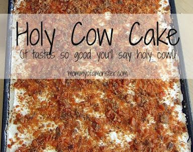 Looking For An Easy Cake Recipe? Try This Holy Cow Cake Recipe | Just A Pinch Recipes Holy Cow Cake, Easy Cake Recipe, Cow Cake, Butterfinger Candy, Cow Cakes, Devils Food Cake Mix Recipe, Moo Cow, Devils Food Cake, Poke Cakes