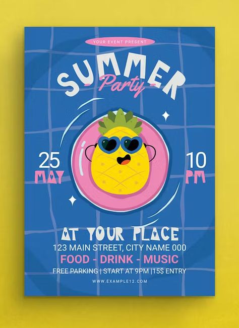 Festival Brochure, Events Poster, Summer Party Flyer, Bag Template, Summer Fair, Party Flyer Template, Pool Swimming, Graphic Design Flyer, Flyer Ideas