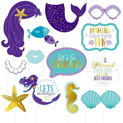 Mermaid Photo Booth Props, Mermaid Photo Booth, Mermaid Photo Props, Mermaid Photos, Mermaid Theme Party, Sea Birthday Party, Mermaid Parties, Mermaid Theme Birthday, Sea Birthday