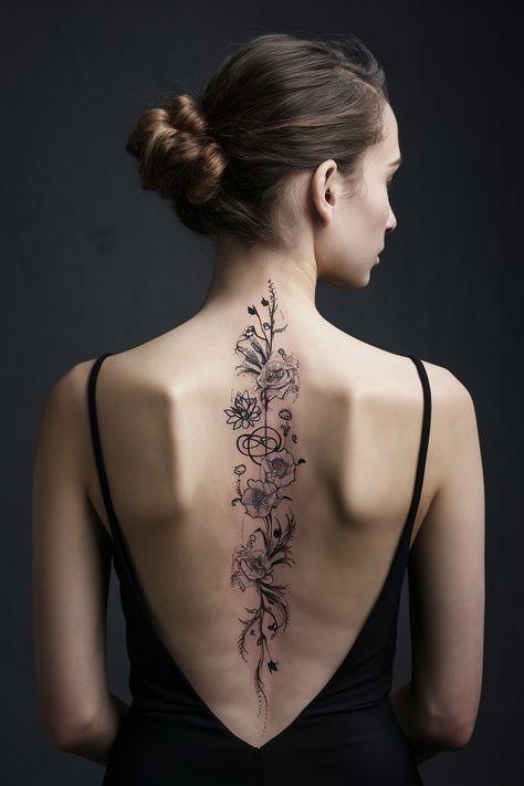 Discover the beauty of spine tattoos for women that combine elegance and meaning. These unique designs not only enhance your natural curves but also tell a story. From delicate flowers and butterflies to spiritual symbols like crosses and snakes, each tattoo can reflect personal beliefs and experiences. Explore quotes and Bible verses that add a thoughtful touch. Whether you prefer dainty red accents or simple yet striking designs, find inspiration for your next meaningful ink! Meaningful Spine Tattoos, Meaningful Spine Tattoos For Women, Personal Beliefs, Explore Quotes, Spine Tattoos For Women, Spiritual Symbols, Flowers And Butterflies, Spine Tattoos, Delicate Flowers