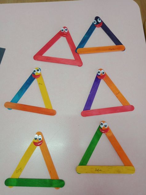 Triangle Preschool Crafts, Triangle Art For Toddlers, Triangle Shape Activities For Preschool, Triangle Shape Activity, Triangle Activities For Toddlers, Triangle Crafts For Toddlers, Square Crafts For Toddlers, Triangle Crafts Preschool, Triangle Activities For Preschool