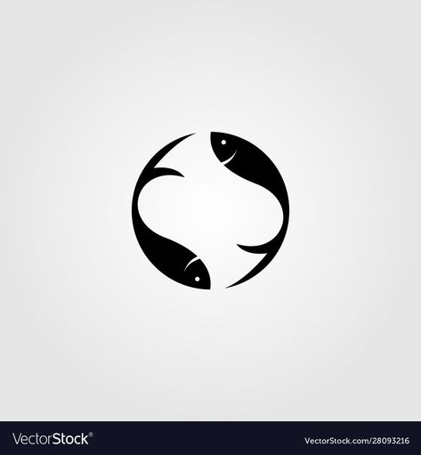 Simple Fish Illustration, Yin Yang Logo Design, Circle Logo Ideas, Fish Logo Design Ideas, Koi Fish Logo, Fish Design Logo, Fish Logo Design, Fish Yin Yang, Yin Yang Logo