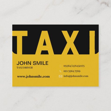 Design Taxi, Taxi Business, Yellow Taxi, Taxi Driver, Business Card Size, Business Profile, Paper Texture, Business Card Design, Business Card