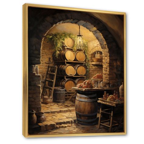 This beautiful "French Wine Cellar I" Framed Canvas Art is printed using the highest quality fade resistant ink on canvas. Every one of our Food & Beverage Wall art is printed on premium quality cotton canvas. Beverage Wall, Wine Barrel Art, Acrylic Wall Decor, Brown Wall Art, French Wine, Black Picture Frames, Gold Picture Frames, Acrylic Panels, Picture Frame Wall