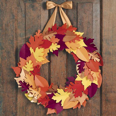 Wreaths Thanksgiving, Fall Leaf Wreath, Paper Wreath Diy, Craft Nights, Paper Wreaths, Fall Leaf Wreaths, Wreath Kit, Thanksgiving Decorations Diy, Autumn Paper