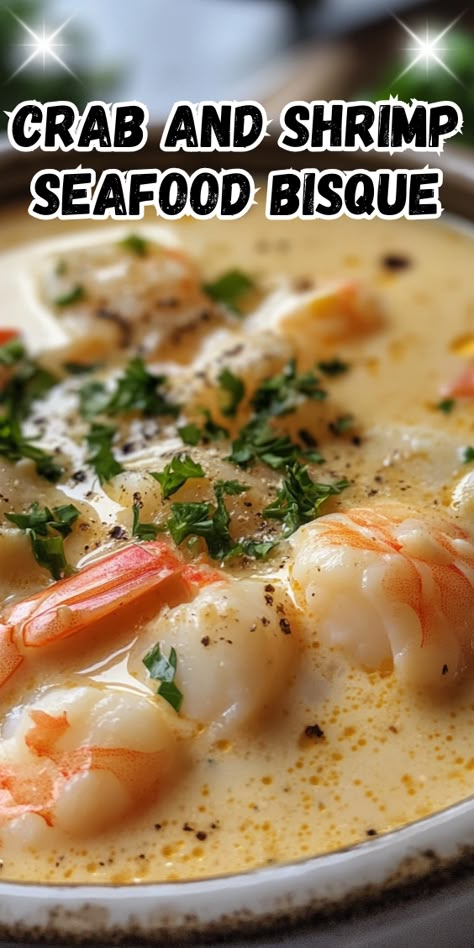 Crab Bisque Recipe With Sherry, Shrimp And Crab Chowder, Seafood Bisque Soup Recipes, Seafood Crockpot Recipes, Seafood Soups And Stews, Shrimp And Crab Bisque, Salmon Chili, Chili Salmon Recipe, Spicy Shrimp Soup