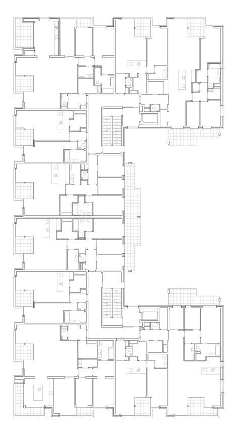 Plans of Apartment Blocks · A collection curated by Divisare Residential Architecture Apartment Floor Plans, Apartment Block Plan, Apartment Floor Plans Buildings, Block Of Flats Floor Plan, Flat Building Design, Residential Building Plan Apartments, Apartment Plans Layout, Apartment Block Architecture, Apartment Architecture Plans