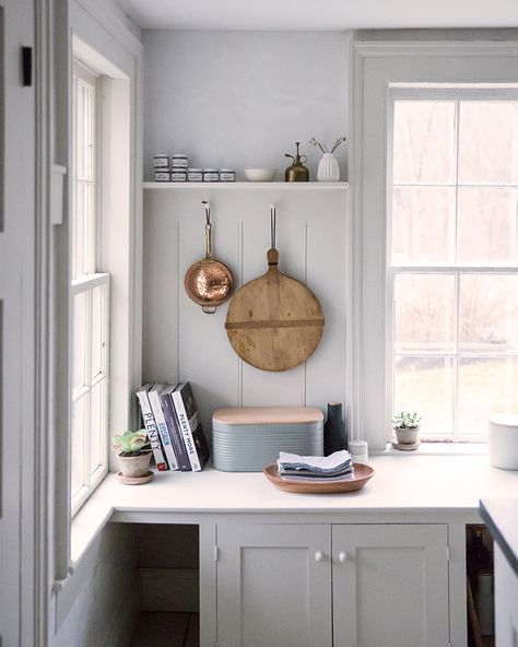 Paint color 'Olympic Mountain' by Benjamin Moore | Design by Tara Mangini & Percy Bright @jerseyicecreamco on Instagram Jersey Ice Cream Co, Interior Wood Paneling, Spiritual Room Decor, Beadboard Wainscoting, V Groove, Kitchen Corner, Living Room Shop, Favorite Kitchen, Wood Paneling