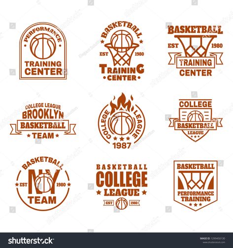 Set of isolated basketball logo. Icons with basket and ball, ribbon and shield for training club or team badge design. New York college team emblem or sport logotype. Branding and streetball theme #Ad , #Affiliate, #ribbon#ball#shield#club New York College, Basketball Logo Design, Logo Club, Basketball Logo, Sport Logos, Logotype Branding, Team Badge, Soccer Logo, Basketball Art