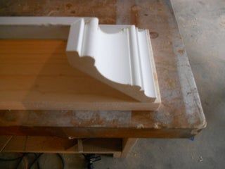 Picture Ledge Moulding, Crown Moulding Floating Shelves, Crown Molding Shelf Diy, Shelf Face Trim, Crown Molding Ledge Shelf, Wall Ledge Shelf, Faux Crown Moldings, Making Shelves, Cut Crown Molding