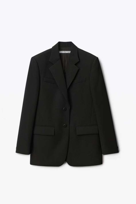 Boxy Blazer, Wool Suit, Embroidery Logo, Alexander Wang, Welt Pocket, Oversized Fits, Alexander, Blazer, Wool