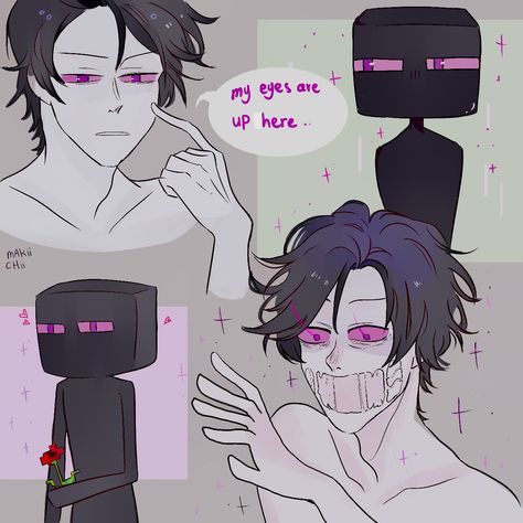 Human Ender Dragon, Mincraft Fanart Mobs, Minecraft Mob Fanart Human, Minecraft As Humans, Human Enderman Fanart, Minecraft Character Art, Minecraft Human Mobs, My Friendly Neighborhood Game Fanart, Minecraft Fanart Mob