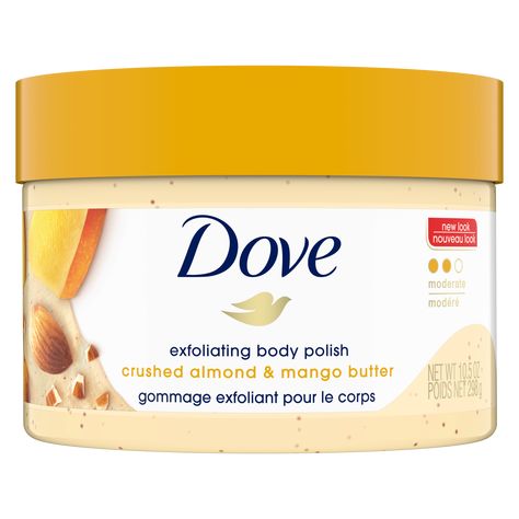 Crushed Almond & Mango Butter Moderate Exfoliating Body Polish | Dove Dove Mango, Dove Exfoliating Body Polish, Exfoliating Body Polish, Sensitive Skin Body Wash, Severe Dry Skin, Dove Beauty, Dove Body Wash, Exfoliating Body Scrub, Body Polish