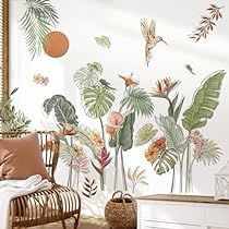 Boho Wall Stickers, Tropical Wall Decals, Tiles Furniture, Decorate Bedroom, Boho Tropical, Flower Wall Decals, Flower Wall Stickers, Peeling Paint, Wall Stickers Bedroom