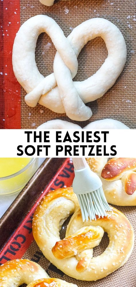 These are the best and easiest Homemade Soft Pretzels you could make! Made in 1 hour and have a chewy exterior and soft and fluffy inside. #pretzels #softpretzels #bake #easyrecipes #yeast #homemade Easy Homemade Pretzels Without Yeast, Homemade Soft Pretzels Instant Yeast, Homemade Pretzels Soft No Yeast, Easy Soft Pretzel Recipe No Yeast, How To Make Pretzels Easy, Quick And Easy Food To Make, Things To Bake With Yeast, How To Make Homemade Pretzels, Recipes With Instant Yeast