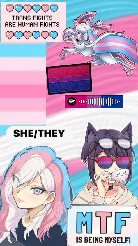 made this with my friend, Water, in mind (Water is her online name) #trans #transgender #transfemme #shethey #bisexual #pride Trans Aesthetic, Trans Art, Trans Pride, Very Funny Pictures, Cute Anime Character, My Friend, Cute Wallpapers, Helpful Hints, Cute Art