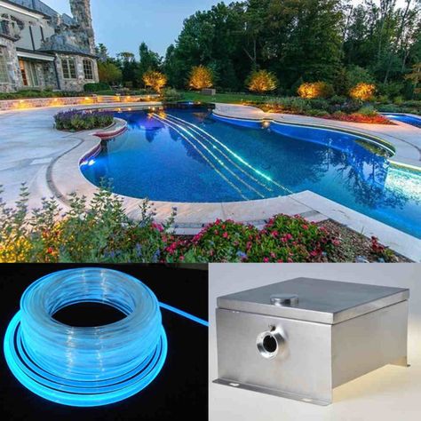 Best Fiber LED Swimming Pool Perimeter Lighting Kit - SanliLED.cn Swimming Pool Lighting, Inground Pool Lights, Pool Lamp, Pool Lighting, Led Pool, Perimeter Lighting, Safe Pool, Pool Diy, Optic Fiber