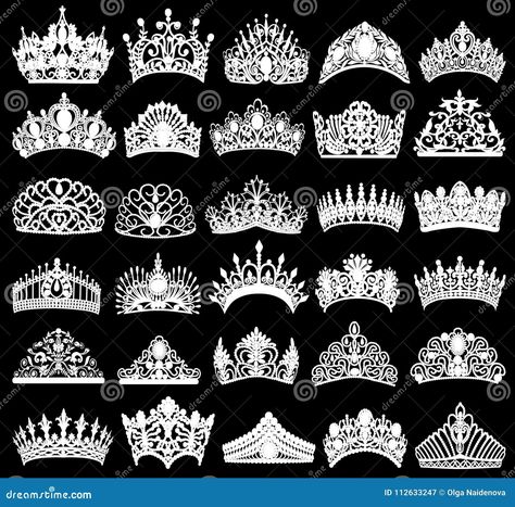 Set of Silhouettes of Ancient Crowns, Tiaras, Tiara Stock Vector - Illustration of luxury, ornate: 112633247 Tiara Illustration, Princess Sign, Old Vintage Cars, Church Logo, Royal Crowns, Silver Background, Diamond Tiara, Diamond Crown, Christian Symbols