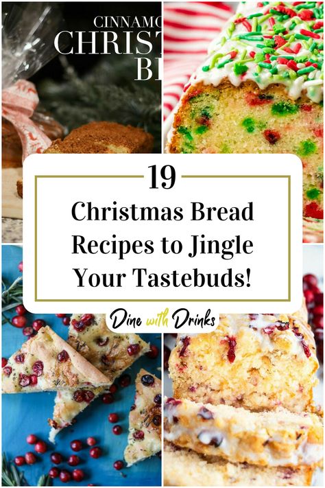 Collage of 4 christmas bread recipes. Breads That Freeze Well, Holiday Loaf Bread Recipes, Christmas Sweet Breads, Christmas Dessert Bread, Christmas Quick Bread Recipes, Holiday Bread Recipes Christmas, Fun Bread Recipes, Christmas Quick Breads, Christmas Breads For Gifts