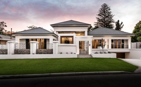 American dreaming in Applecross | The West Australian American Style House Design, American Style Homes, American Style House, House Plans Australia, Hamptons Style Homes, House Design Exterior, Modern Bungalow House, Modern Style House Plans, American House