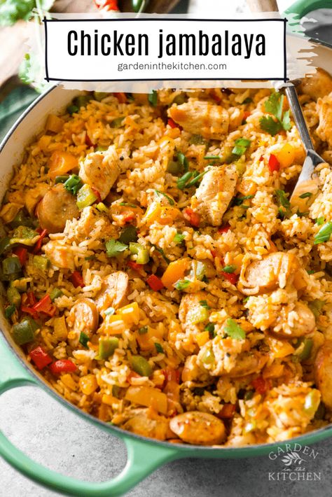 Healthy Jumbalia Recipe Easy, Jumbalia Recipe One Pot, Jumbolia Recipes Easy, Jumbulyia Recipes, Jumbolia Recipes, Chicken Jambalaya Recipe, Chicken Andouille Sausage, Chicken Jambalaya, Chicken Cubes