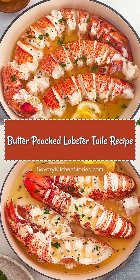 Craving a gourmet seafood dinner that’s surprisingly easy to make? Butter Poached Lobster Tails are the perfect choice for elevating your next meal. With rich flavors and tender meat, this dish is sure to impress. Pin this recipe for a delightful culinary adventure in your kitchen! Lobster Tail Dinner Ideas Meals, Poached Lobster Tail, Best Lobster Tail Recipe, Butter Poached Lobster Tail, Luxurious Dinner, Gourmet Seafood, Butter Poached Lobster, Poached Lobster, Make Butter