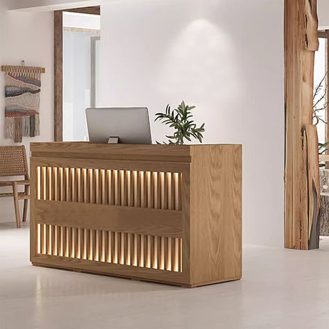 Latitude Run® Refki Rectangular Manufactured Wood Reception Desk | Wayfair Neo Chinese Style, Wood Reception, Neo Chinese, Wood Reception Desk, Reception Desks, Simple Desk, Office Layout, School Furniture, Shop Office