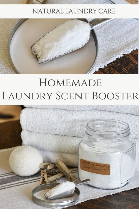 A simple recipe for homemade laundry scent booster to make your laundry smell good naturally. Keep your clothes smelling fresh and clean with a natural fragrance from essential oils. Natural Laundry Scent Booster, Make Laundry Smell Good, Smell Good Naturally, Smell Fresh And Clean, Sustainable Laundry, Laundry Scent Booster, Simple Laundry, Laundry Scent Boosters, Laundry Scents