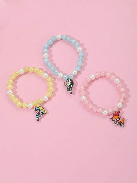 The Powerpuff Girls | ROMWE 3pcs Cartoon Girl Charm Beaded Bracelet | SHEIN USA Powerpuff Girls Bracelet, Cartoon Bracelet, Charm Beaded Bracelet, Girls Bracelet, Pretty Bike, Bracelet Sets, The Powerpuff Girls, The Powerpuff, Women Bracelet