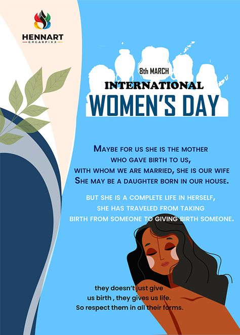 women's they are pillor of our lifes. Respect them in their all forms. Women's Day Poster Design, International Women's Day, Illustration Graphic Design, 8th Of March, Ladies Day, Adobe Photoshop, Adobe Illustrator, Poster Design, Illustrator