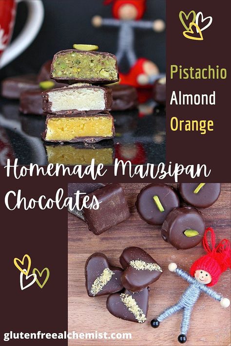 Marzipan Chocolates, Pistachio Marzipan, Homemade Marzipan Recipe, Homemade Marzipan, Almond Marzipan, Almond Paste Recipes, Marzipan Recipe, Marzipan Fruit, Chocolate Shapes