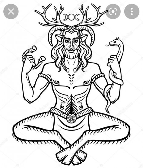 Cernunnos Tattoo, Norse Paganism, Horned God, Vector Images Illustrations, Free Illustrations, Image Illustration, Free Vector Images, Coloring Page, Cool Tattoos