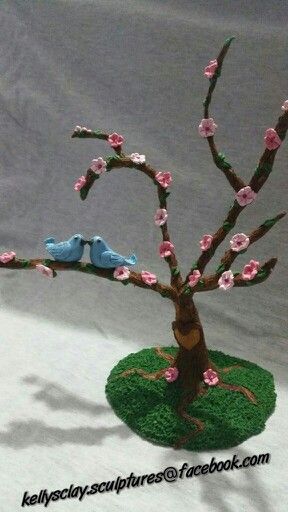 Art Terms, Blossom Tree, Cherry Blossom Tree, Blossom Trees, Clay Ideas, Love Birds, Cherry Blossom, Polymer Clay, Blossom