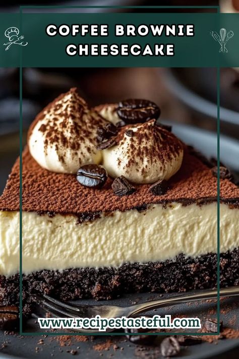 A decadent and delicious dessert that combines rich, fudgy brownie layers with creamy coffee cheesecake. Perfect for coffee lovers and chocolate enthusiasts alike! Coffee Brownies, Brownie Cheesecake, Coffee Cheesecake, Fudgy Brownie, Creamy Coffee, Brownie Ingredients, Ice Cream Pies, Cheesecake Brownies, Coffee Ice Cream