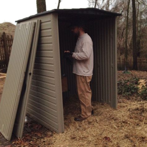 Click this image to show the full-size version. Rubbermaid Storage Shed, Shed Chicken Coop, Rubbermaid Shed, Rubbermaid Storage, Plastic Storage Sheds, Resin Sheds, Fowl Language, Chicken Shed, How To Raise Chickens